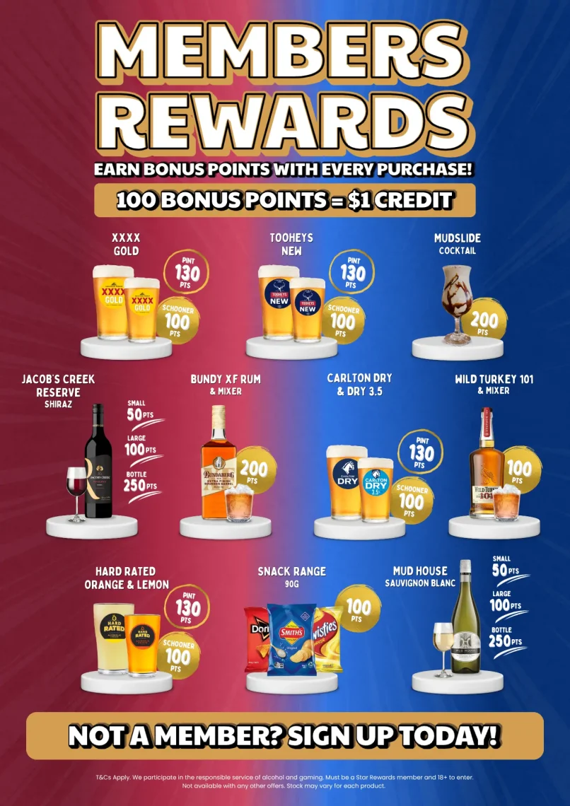 Earn points when you purchase a meal or drink from our Members Rewards!